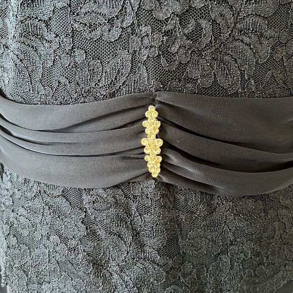 NEW Marina Navy Blue Lace Floor Length Formal Event Evening Dress Sz 6 - Picture 10 of 15